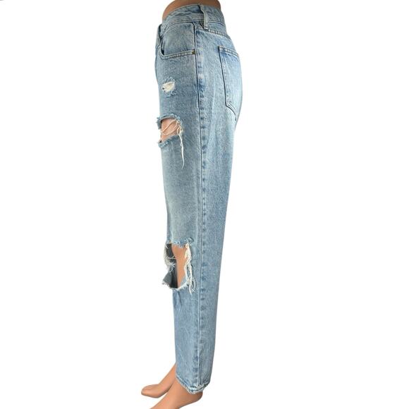 Pacsun Women's Blue Distressed Light Wash High Rise Straight Denim Jeans Size 29 - Picture 2 of 5